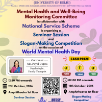 Seminar session and slogan-making competition on the occasion of mental health day in collaboration with mental health and well being monitoring committee