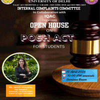 Internal Complaints Committee in Collaboration with IQAC organises Open House POSH ACT for students scheduled on 15/04/2026